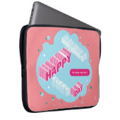 Housse Pour Ordinateur Portable Joyeuses vacances, bleu et rose (Devant droit)