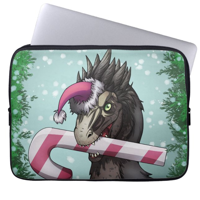 Housse Pour Ordinateur Portable Joyeux dinosaure de Noël (Devant)