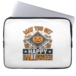 Housse Pour Ordinateur Portable Joyeux Halloween Citrouille Traitements Vintage