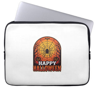 Housse Pour Ordinateur Portable Joyeux Halloween Toile d'araignée Gravure Vintage