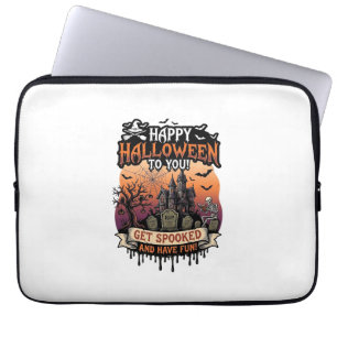 Housse Pour Ordinateur Portable Joyeux Halloween Vous Maison Hantée Squelette Chau