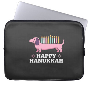 Housse Pour Ordinateur Portable Joyeux Hanukkah chien teckel