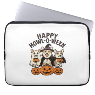 Housse Pour Ordinateur Portable Joyeux Howl-O-Ween Corgi Halloween Chien Vecteur C