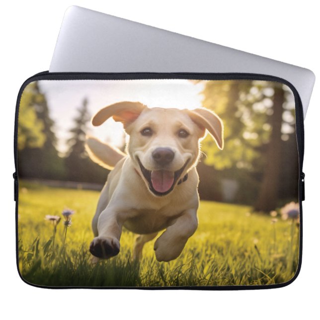 Housse Pour Ordinateur Portable Joyeux Labrador Puppy Running (Devant)