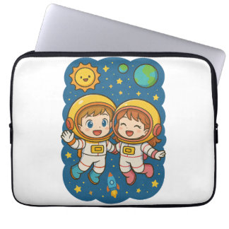 Housse Pour Ordinateur Portable Joyeux manches spatiales des astronautes du dessin