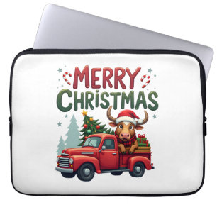 Housse Pour Ordinateur Portable Joyeux Noël Vache des Highlands Écossaise Xmas Fer