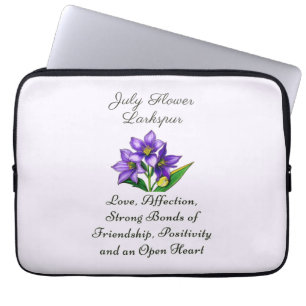 Housse Pour Ordinateur Portable Juillet Mois de naissance Fleur Larkspur Floral Ar