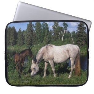 Housse Pour Ordinateur Portable Jument et poulain arabes 2