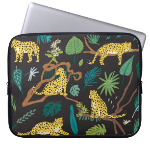 Housse Pour Ordinateur Portable Jungle Leopards : Illustrations Vintages de la fau