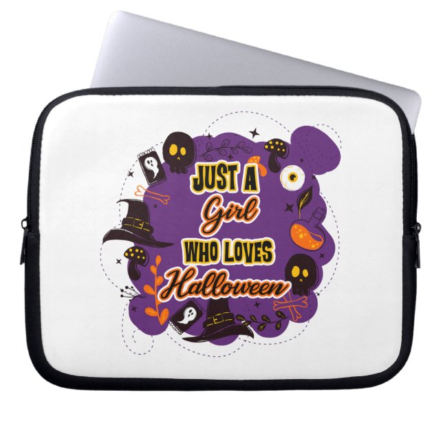 Housse Pour Ordinateur Portable Juste une fille qui aime Halloween (Devant)