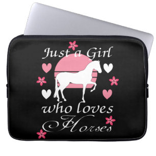 Housse Pour Ordinateur Portable Juste une fille qui aime les chevaux en rose Rose