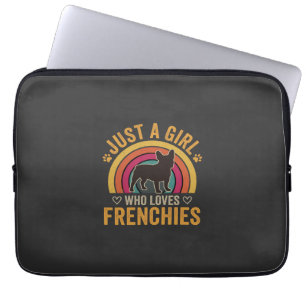 Housse Pour Ordinateur Portable Juste une fille qui aime les Frenchies Rétro Chien