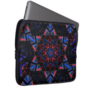 Housse Pour Ordinateur Portable Kaleidoscope avec hexagone, dégradé bleu à saumon