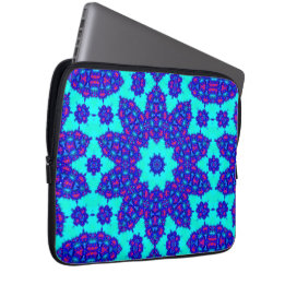 Housse Pour Ordinateur Portable Kaleidoscope bleu magique fleuri