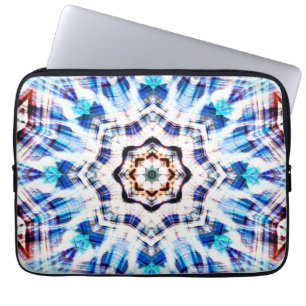 Housse Pour Ordinateur Portable Kaléidoscope bleu mélange de texture et de tissu t