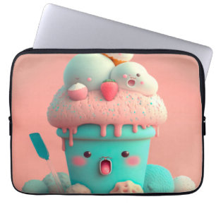 Housse Pour Ordinateur Portable Kawaii carnet de crème glacée rose