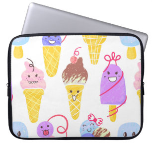 Housse Pour Ordinateur Portable Kawaii Ice Creams Motif, Kawaii Caractère Ice Cr