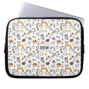Housse Pour Ordinateur Portable Kawaii Motif personnalisé monogramme de manches d'