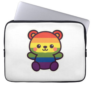 Housse Pour Ordinateur Portable Kawaii Rainbow Teddy - Un joli jeu LGBTQ+ Pride