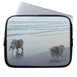 Housse Pour Ordinateur Portable Keeshonds at the Seashore Peinture Dog Art
