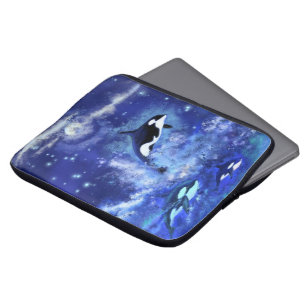 Housse Pour Ordinateur Portable Killer Whales on Full Moon Laptop Sleeve