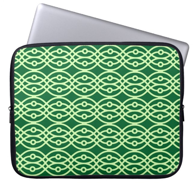 Housse Pour Ordinateur Portable Kimono, vert foncé et vert clair (Devant)