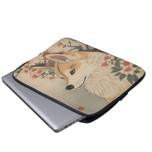 Housse Pour Ordinateur Portable Kitsune & cherry blossom