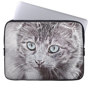 Housse Pour Ordinateur Portable Kitten Love Cute Kitty Chat aux Yeux Bleus Lumineu