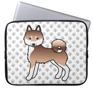 Housse Pour Ordinateur Portable Klee Kai d'Alaska rouge et blanc Chien de dessin a