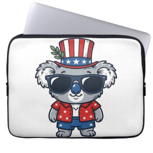 Housse Pour Ordinateur Portable Koala patriotique art vectoriel de style vintage_1