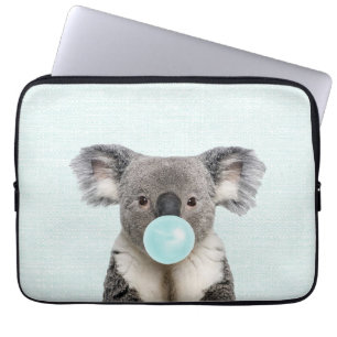 Housse Pour Ordinateur Portable Koala soufflant un chewing-gum bleu