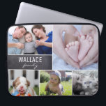 Housse Pour Ordinateur Portable La famille personnalisée de collage badine des<br><div class="desc">Personnalisez votre douille d'ordinateur portable avec vos photos préférées de famille,  d'enfants,  d'animaux familiers et de souvenirs spéciaux avec cette conception de collage. Le bloc de tableau ajoute un contact moderne et la sélection de mélange de police est parfaitement appareillée pour votre nom de famille.</div>