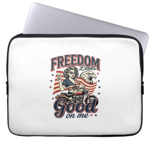 Housse Pour Ordinateur Portable La liberté est belle Patriotique Vintage Aigle