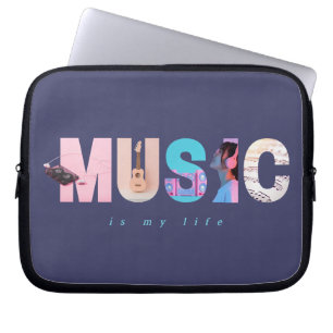 Housse Pour Ordinateur Portable La musique est ma vie Rétro Y2K Tech Joueur Violet
