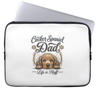 Housse Pour Ordinateur Portable La vie de papa Cocker Spaniel est rude Vintage T-s