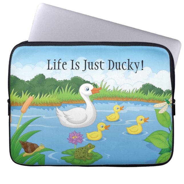 Housse Pour Ordinateur Portable La Vie Est Juste Ducky (Devant)