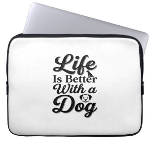 Housse Pour Ordinateur Portable La vie est meilleure avec un chien vintage t-shirt