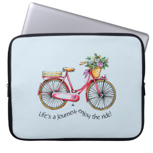 Housse Pour Ordinateur Portable La vie est un voyage, profitez du vélo Flower Ride