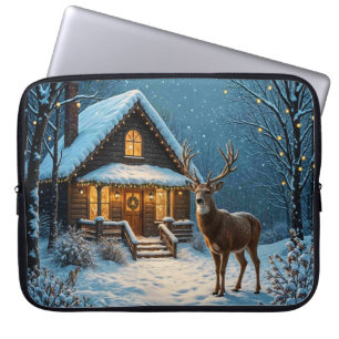 Housse Pour Ordinateur Portable La visite de Noël enneigée de Big Buck