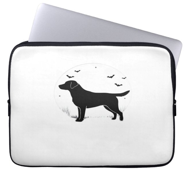 Housse Pour Ordinateur Portable Labrador Retriever Dog - Halloween Moon Silhouette (Devant)