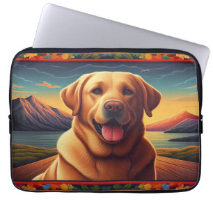 Housse Pour Ordinateur Portable Labrador Retriever Dog Landcape Floral décoratif