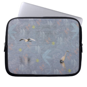 Housse Pour Ordinateur Portable Labtop Sleve Great Egret Design numérique, bleu