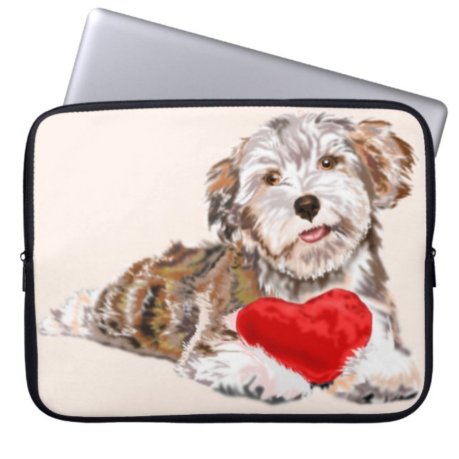 Housse Pour Ordinateur Portable L'amour des chiots (Devant)