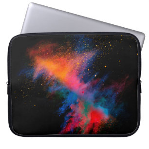 Housse Pour Ordinateur Portable Lancé en poudre colorée sur fond noir,