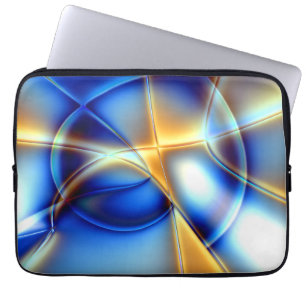 Housse Pour Ordinateur Portable Lancer des lignes bleu et jaune clignotant et des