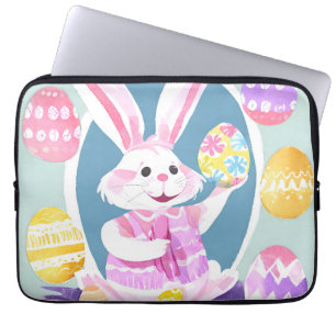 Housse Pour Ordinateur Portable lapin avec oeufs de pâques