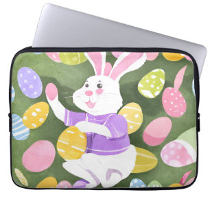 Housse Pour Ordinateur Portable lapin avec oeufs de pâques