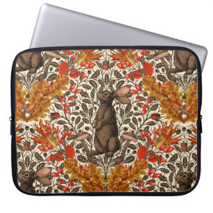 Housse Pour Ordinateur Portable Lapin d'automne sur blanc