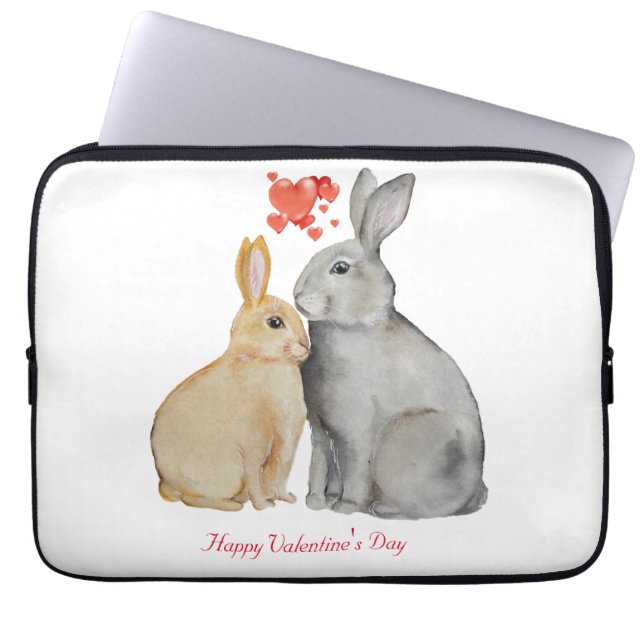 Housse Pour Ordinateur Portable Lapin mignon de la Saint Valentin (Devant)