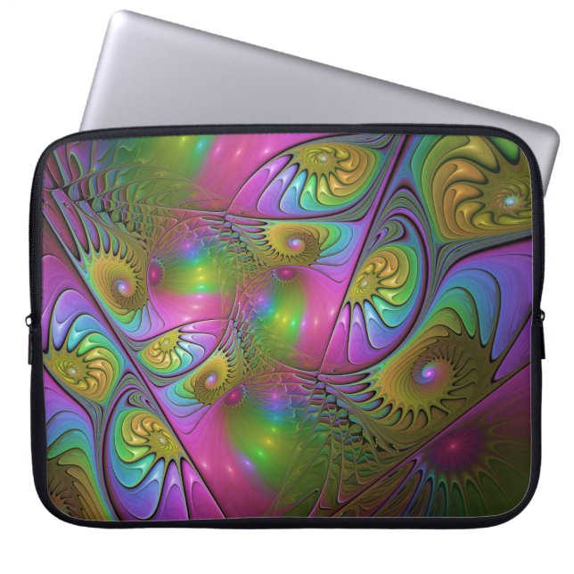 Housse Pour Ordinateur Portable L'art abstrait fractal trippy lumineux coloré (Devant)
